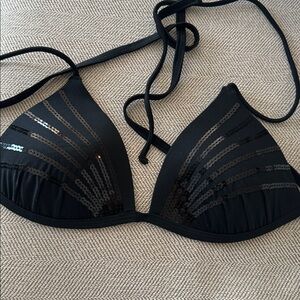 H&M Black Sequin Triangle Swim Bra